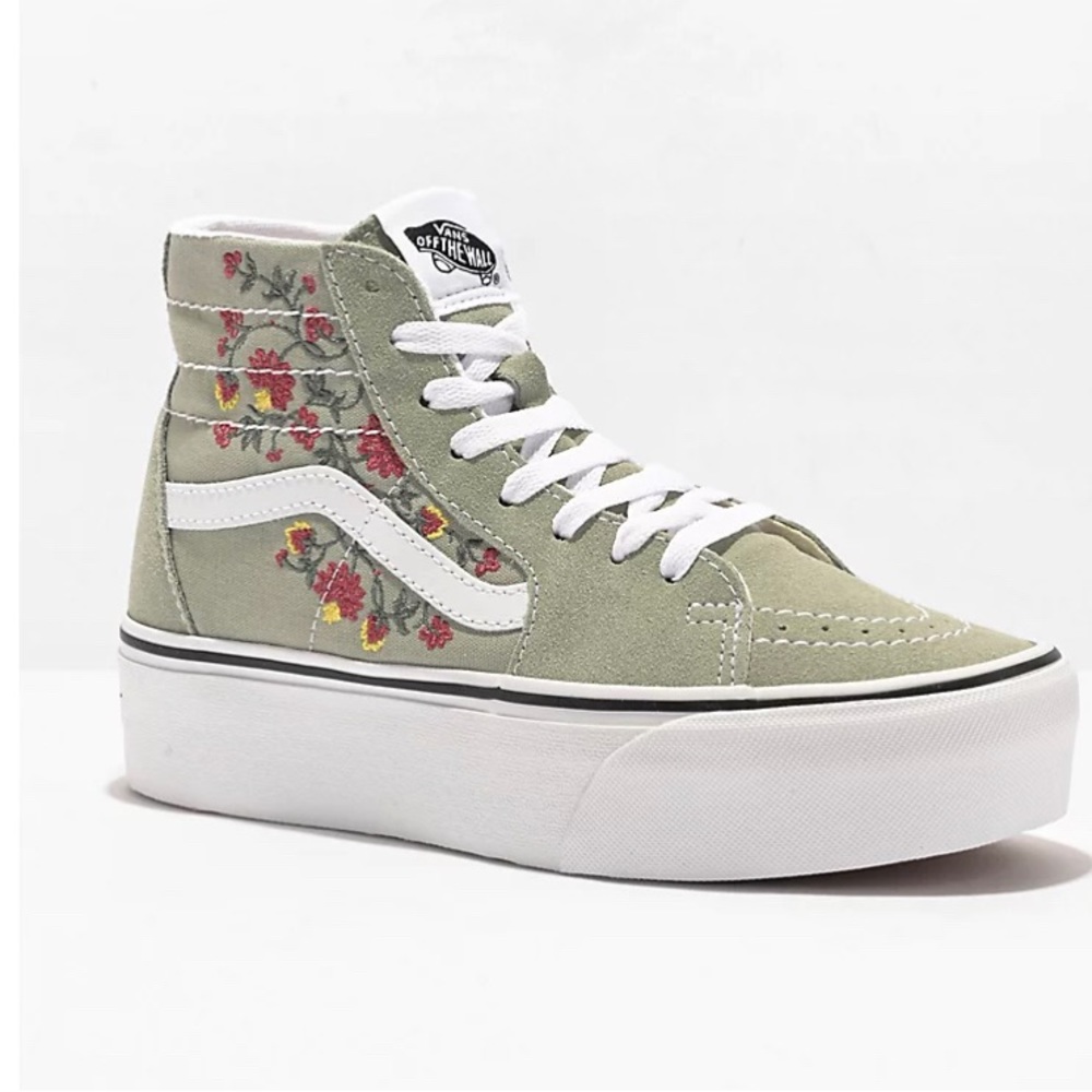 Vans Sk8-Hi Tapered Stackform Floral Embroidery Platform Shoes